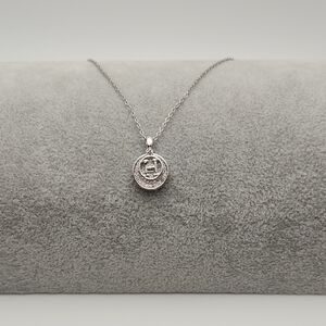 Silver Stainless Steel Zircon H Dual Pendant Necklace – Waterproof & Tarnish P